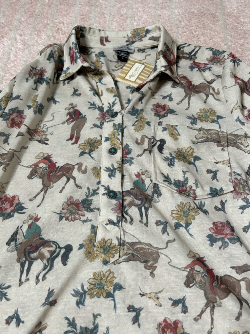 NWT Tasha Polizzi Cowboy & Floral Print Old Town Shirt Size Large Southwest Boho - Picture 11 of 11